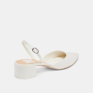 Carel Heels White Slingback Block Heels - white bride heel